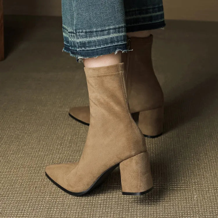 Women's Comfy Heeled Ankle Boots with Lightweight Sole