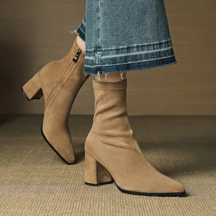 Women's Comfy Heeled Ankle Boots with Lightweight Sole