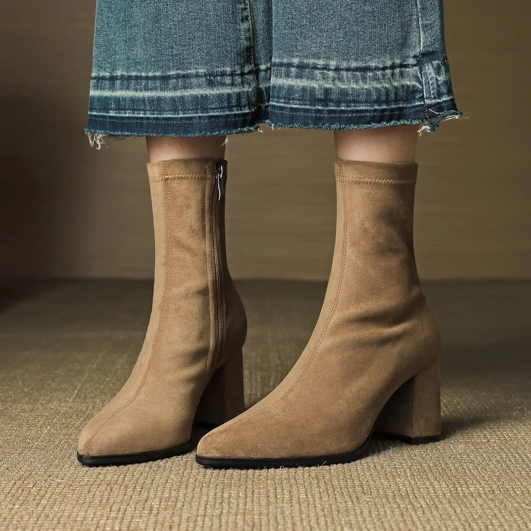 Women's Comfy Heeled Ankle Boots with Lightweight Sole