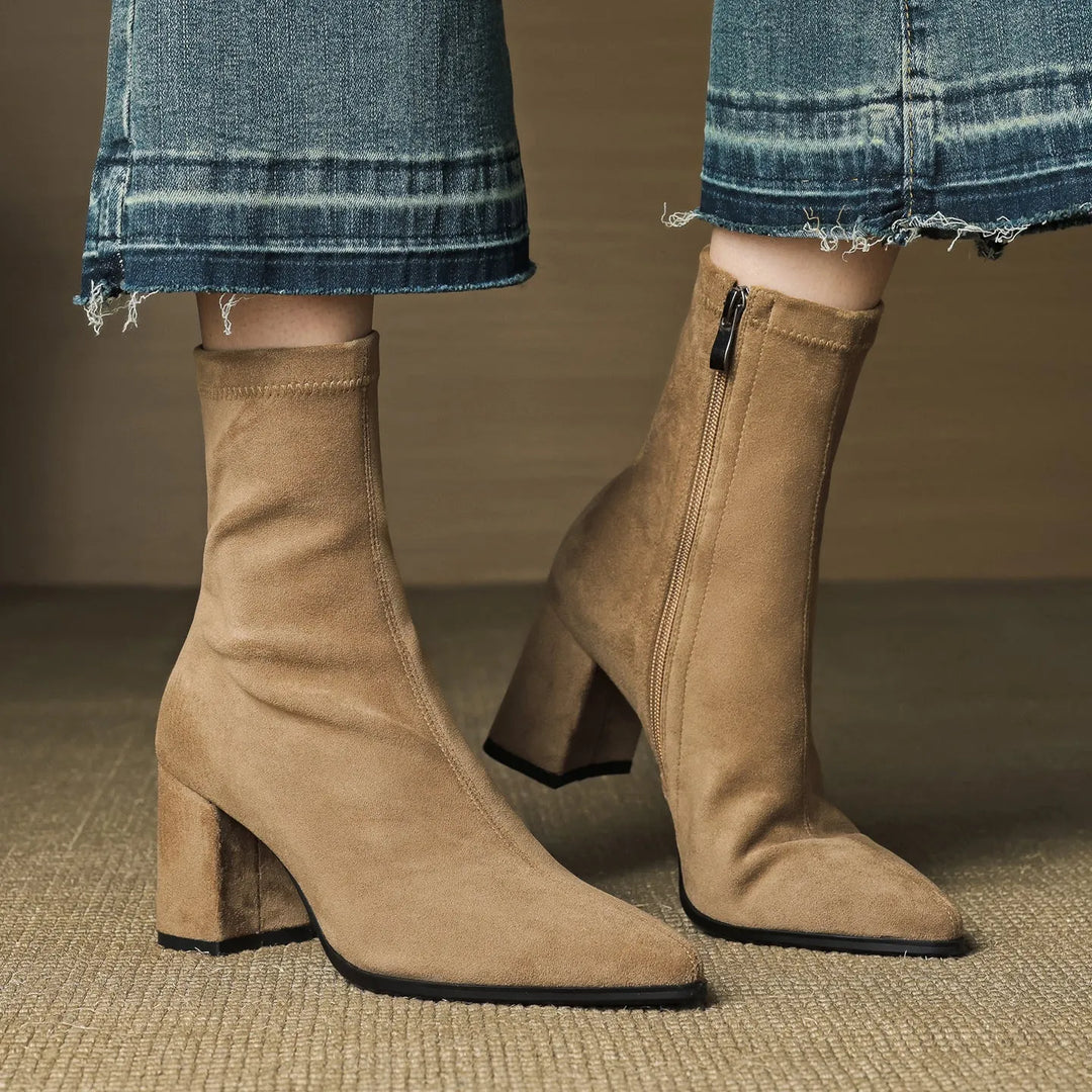 Women's Comfy Heeled Ankle Boots with Lightweight Sole