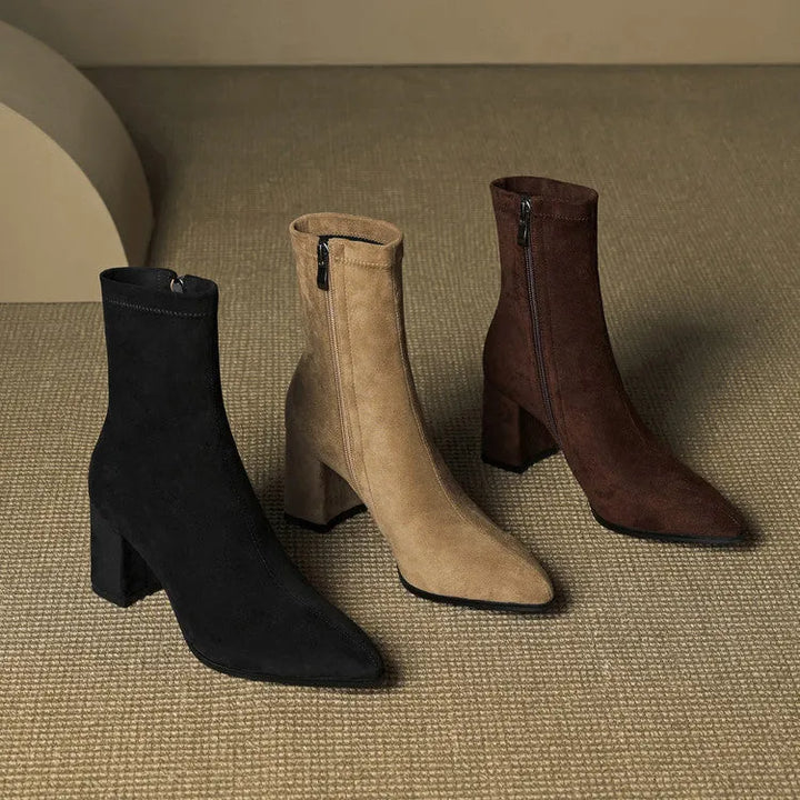 Women's Comfy Heeled Ankle Boots with Lightweight Sole