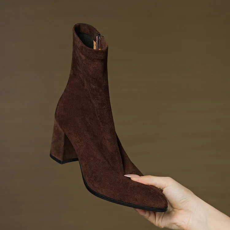 Women's Comfy Heeled Ankle Boots with Lightweight Sole