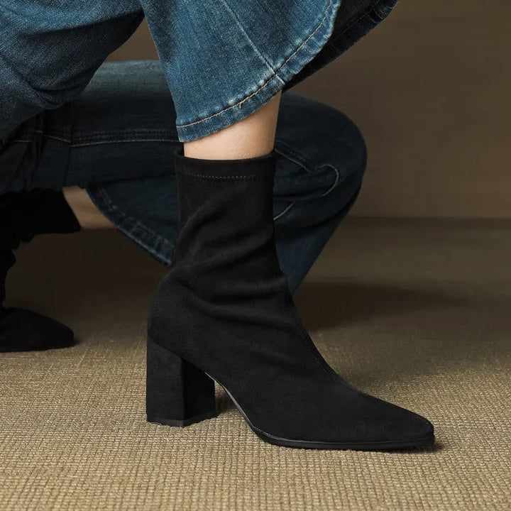 Women's Comfy Heeled Ankle Boots with Lightweight Sole