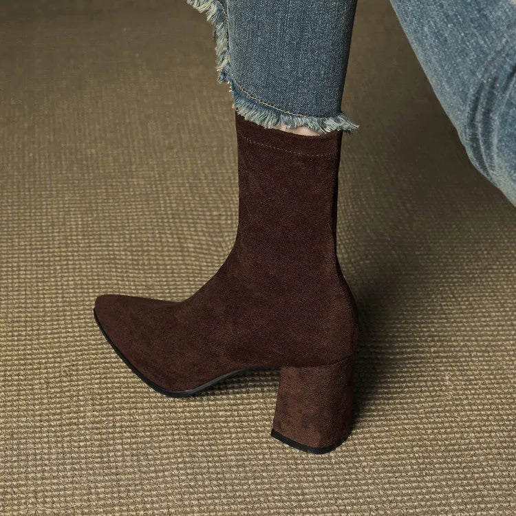 Women's Comfy Heeled Ankle Boots with Lightweight Sole