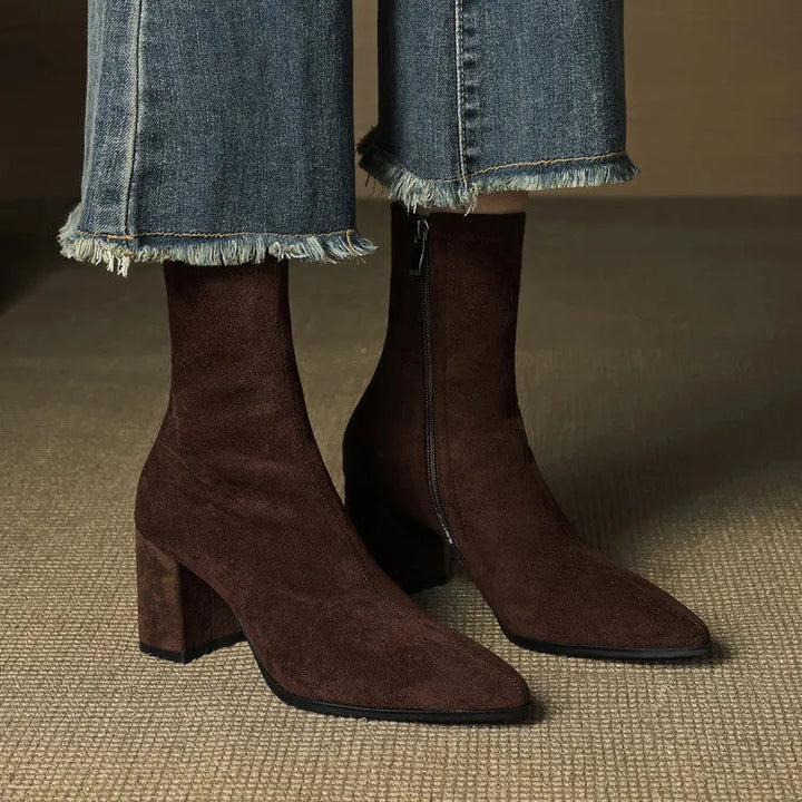 Women's Comfy Heeled Ankle Boots with Lightweight Sole