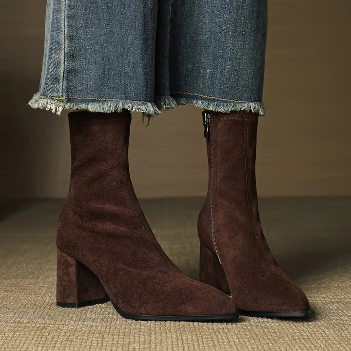 Women's Comfy Heeled Ankle Boots with Lightweight Sole