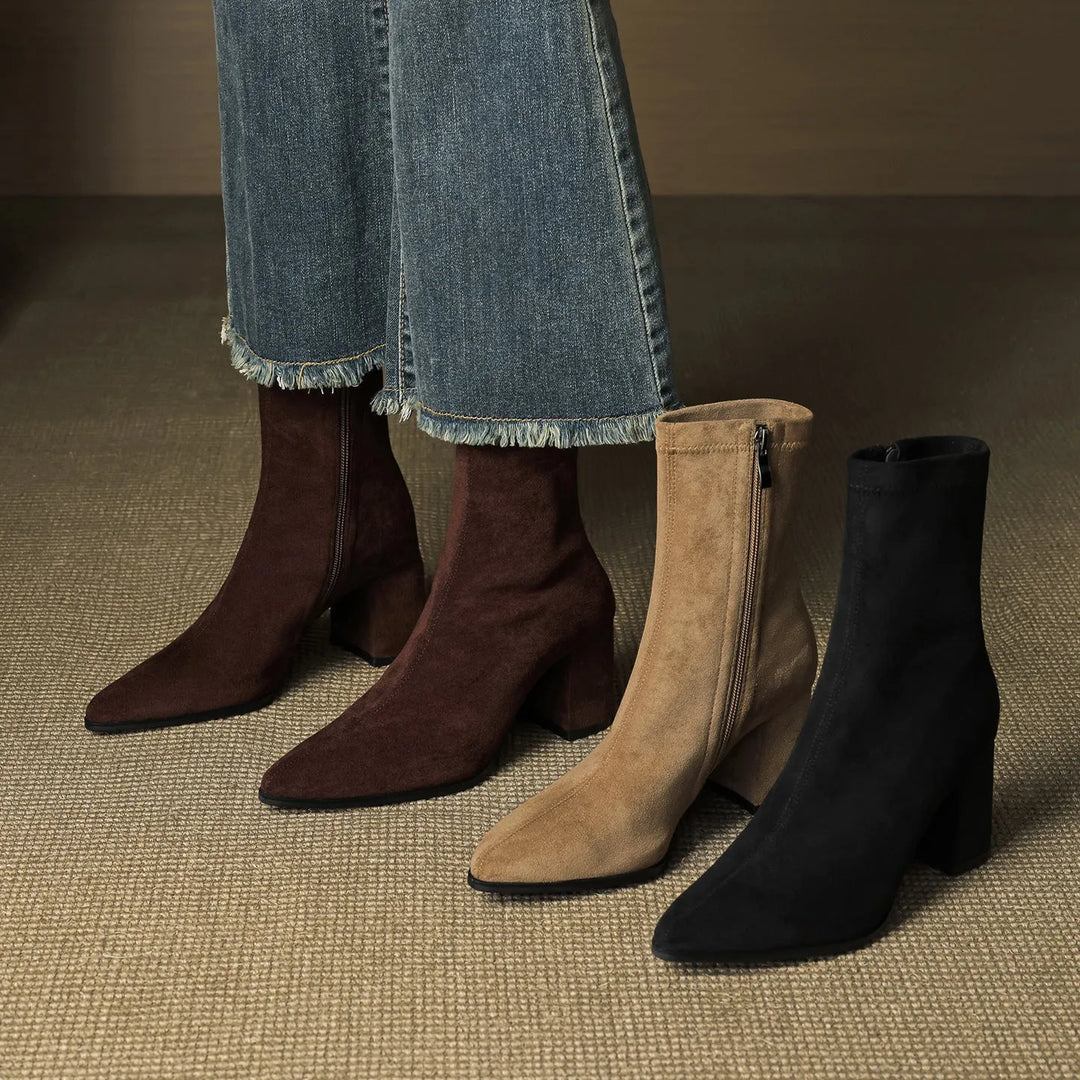 Women's Comfy Heeled Ankle Boots with Lightweight Sole