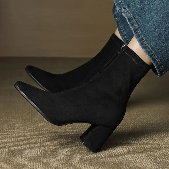 Women's Comfy Heeled Ankle Boots with Lightweight Sole
