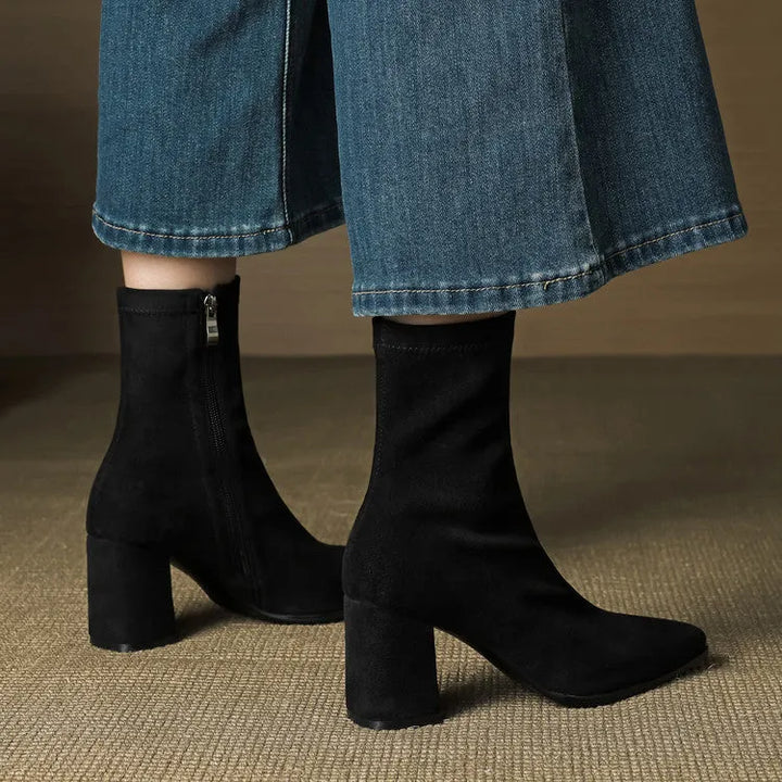 Women's Comfy Heeled Ankle Boots with Lightweight Sole