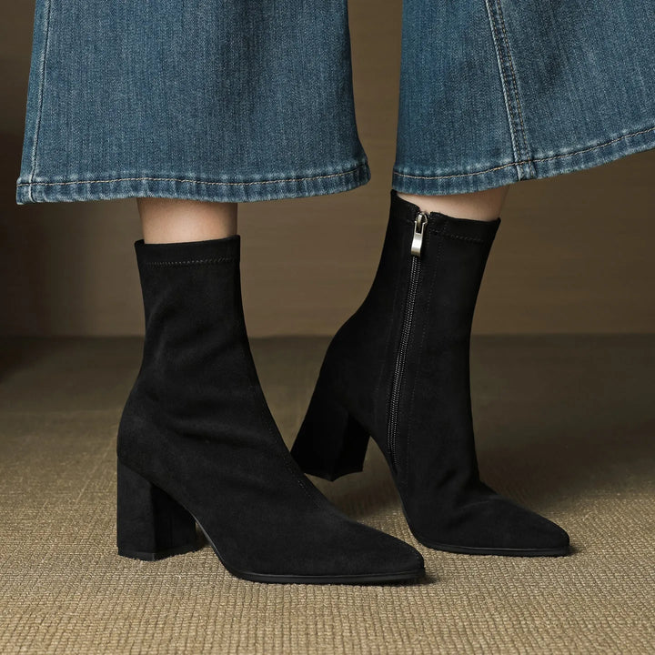 Women's Comfy Heeled Ankle Boots with Lightweight Sole