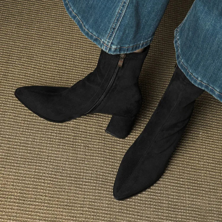 Women's Comfy Heeled Ankle Boots with Lightweight Sole