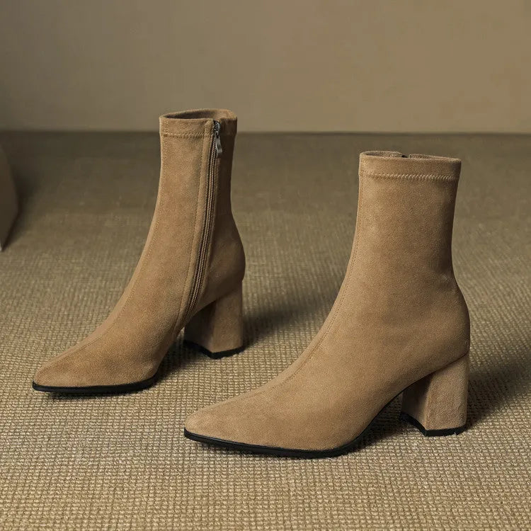 Women's Comfy Heeled Ankle Boots with Lightweight Sole
