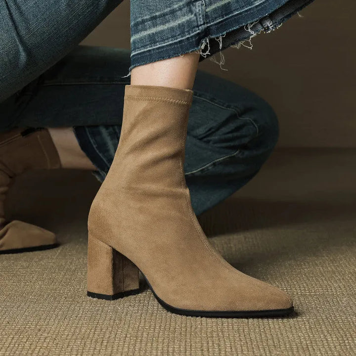Women's Comfy Heeled Ankle Boots with Lightweight Sole