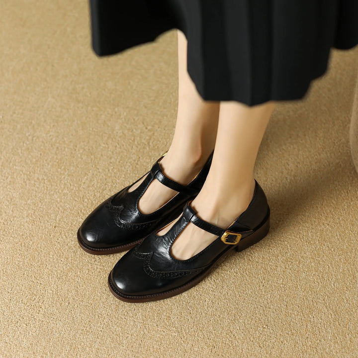 Women's Comfy Heeled Mary Jane Shoes with Adjustable Strap