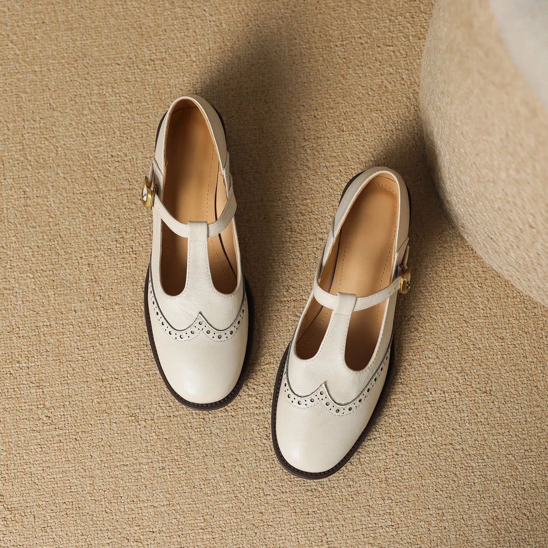 Women's Comfy Heeled Mary Jane Shoes with Adjustable Strap