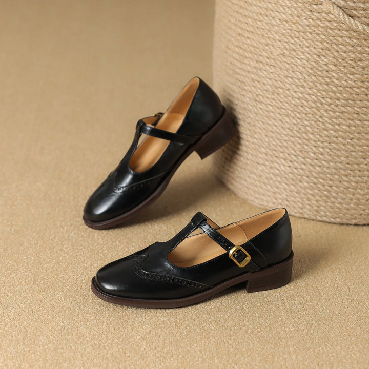 Women's Comfy Heeled Mary Jane Shoes with Adjustable Strap