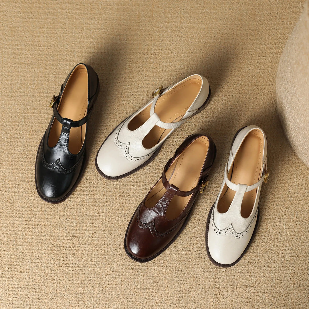 Women's Comfy Heeled Mary Jane Shoes with Adjustable Strap