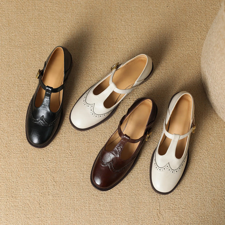 Women's Comfy Heeled Mary Jane Shoes with Adjustable Strap