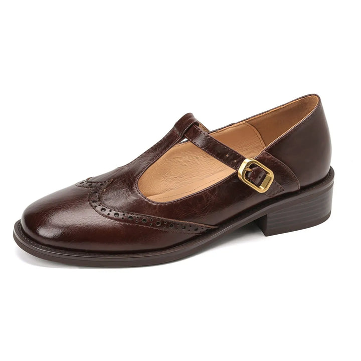 Women's Comfy Heeled Mary Jane Shoes with Adjustable Strap