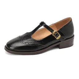 Women's Comfy Heeled Mary Jane Shoes with Adjustable Strap