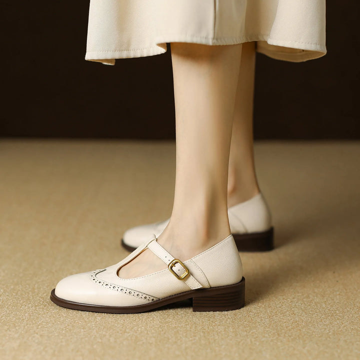 Women's Comfy Heeled Mary Jane Shoes with Adjustable Strap