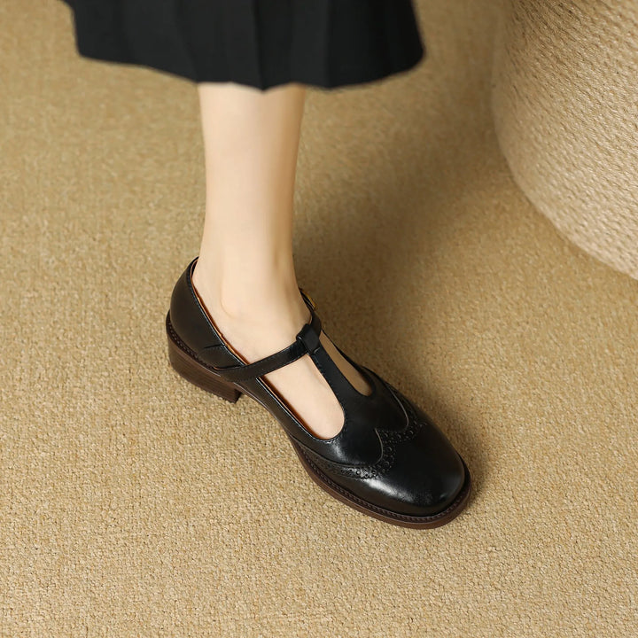 Women's Comfy Heeled Mary Jane Shoes with Adjustable Strap
