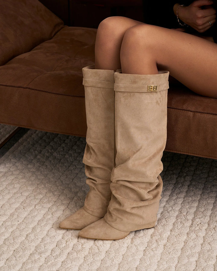 Women's Comfy Knee High Boots with Side Zip