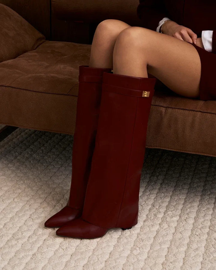 Women's Comfy Leather Knee High Boots with Side Zip