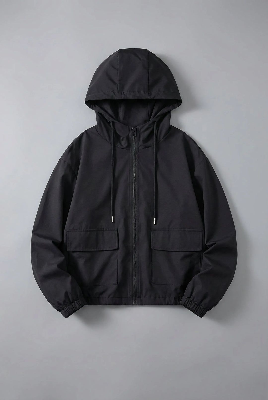 Women's Cropped Hooded Jacket with Zip-Up Closure