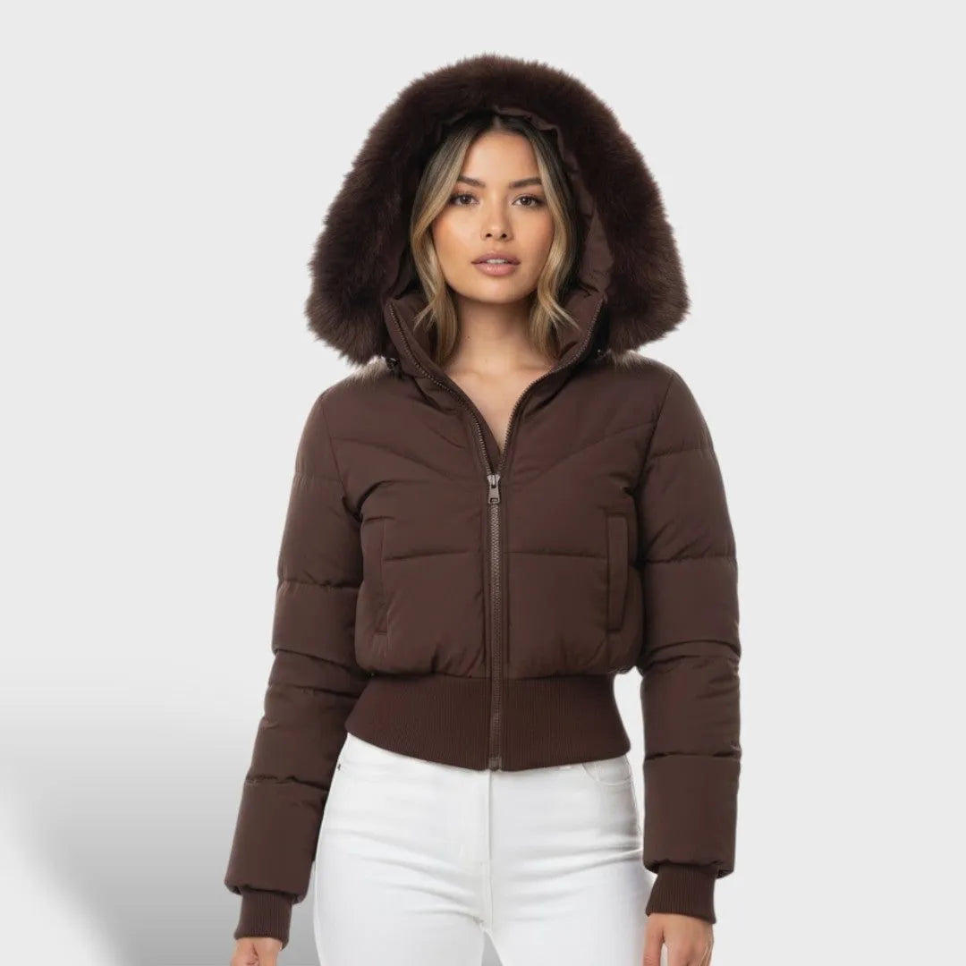 Women's Cropped Padded Jacket with Hood