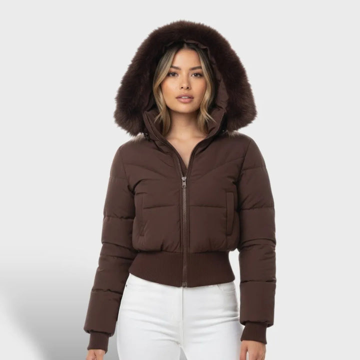 Women's Cropped Padded Jacket with Hood