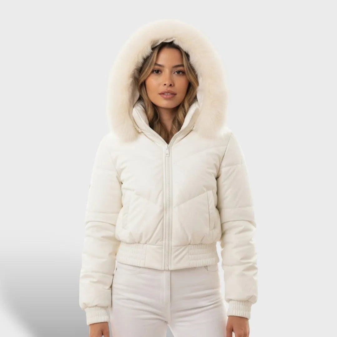 Women's Cropped Padded Jacket with Hood