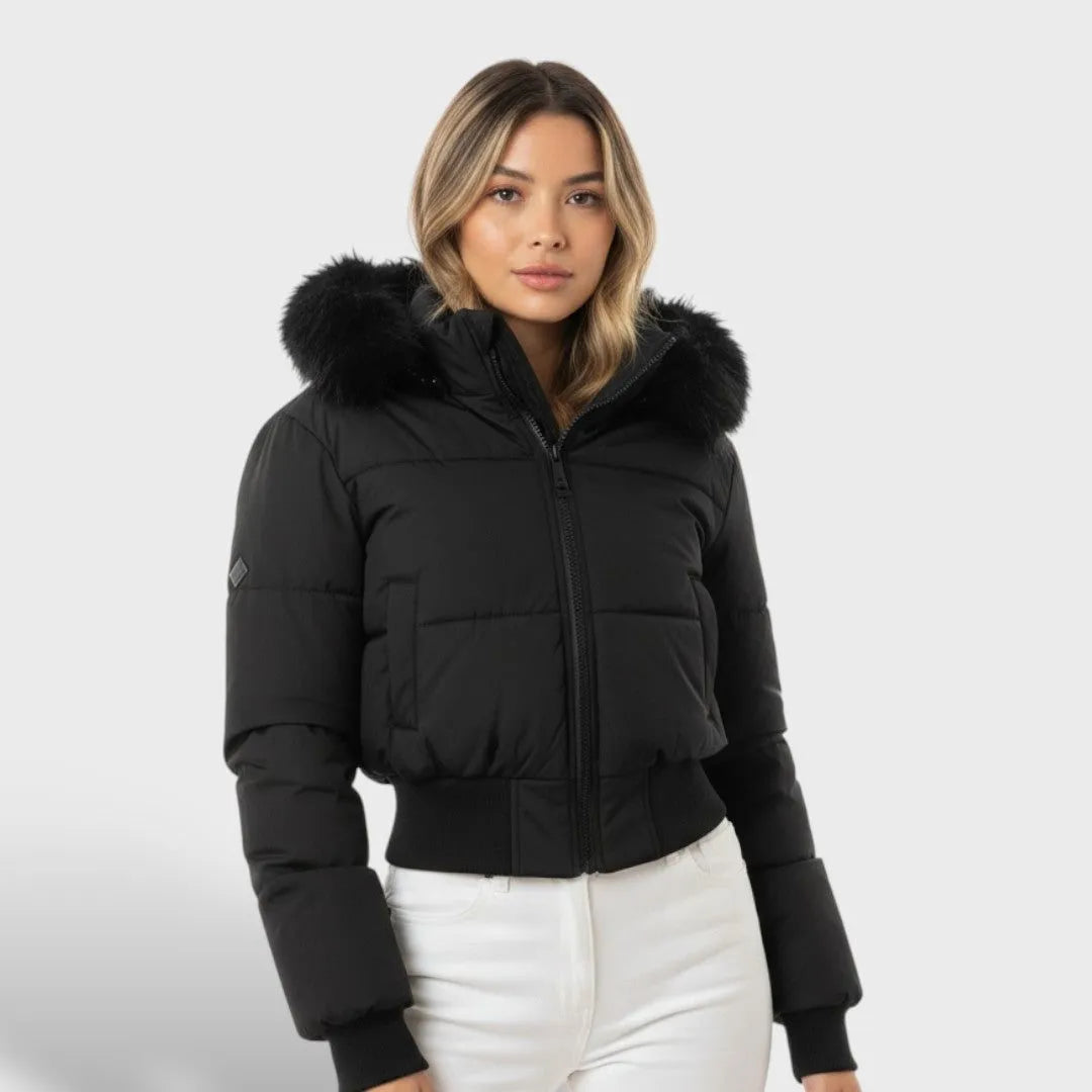 Women's Cropped Padded Jacket with Hood