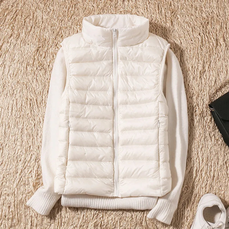 Women's Cropped Winter Vest with Zip Closure