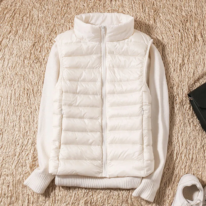 Women's Cropped Winter Vest with Zip Closure