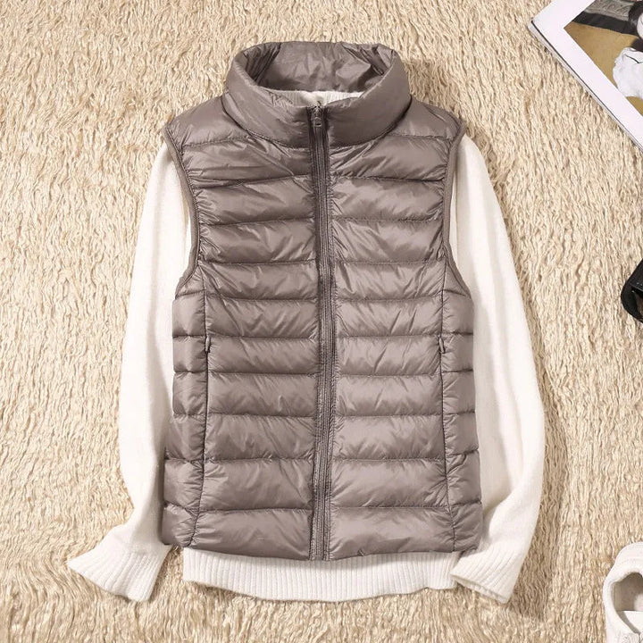 Women's Cropped Winter Vest with Zip Closure