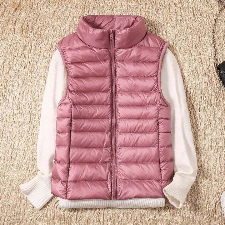 Women's Cropped Winter Vest with Zip Closure