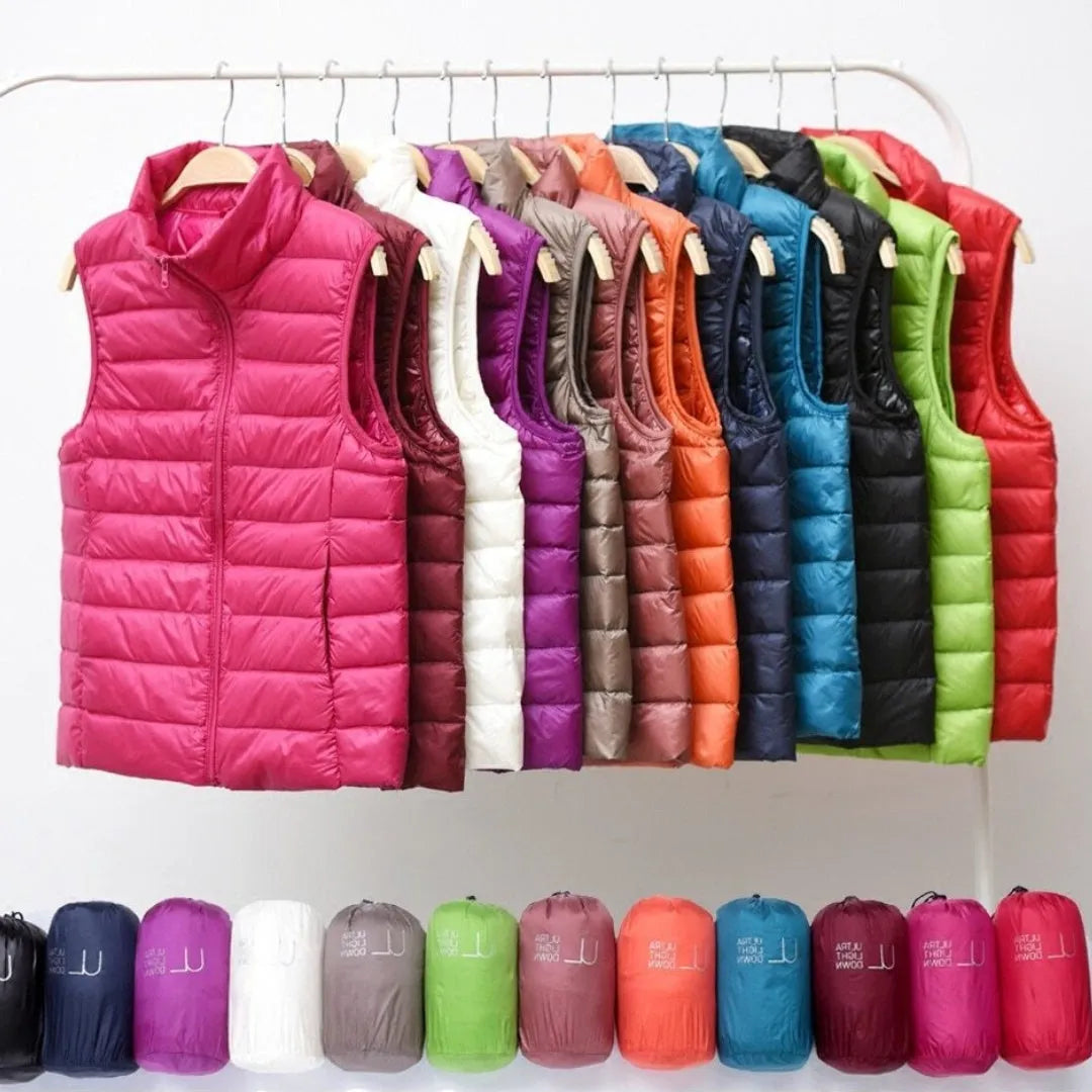 Women's Cropped Winter Vest with Zip Closure