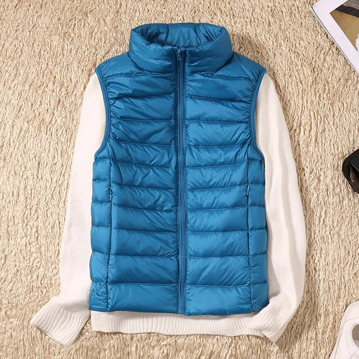 Women's Cropped Winter Vest with Zip Closure