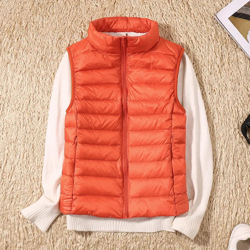 Women's Cropped Winter Vest with Zip Closure