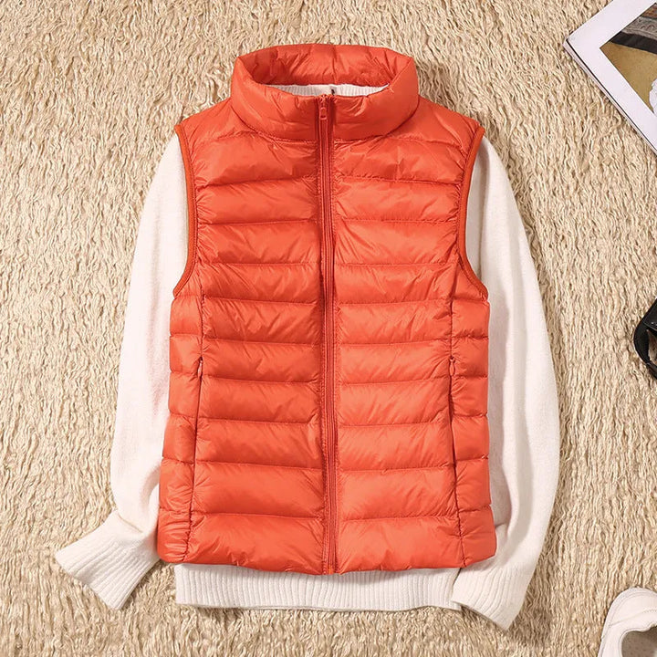 Women's Cropped Winter Vest with Zip Closure