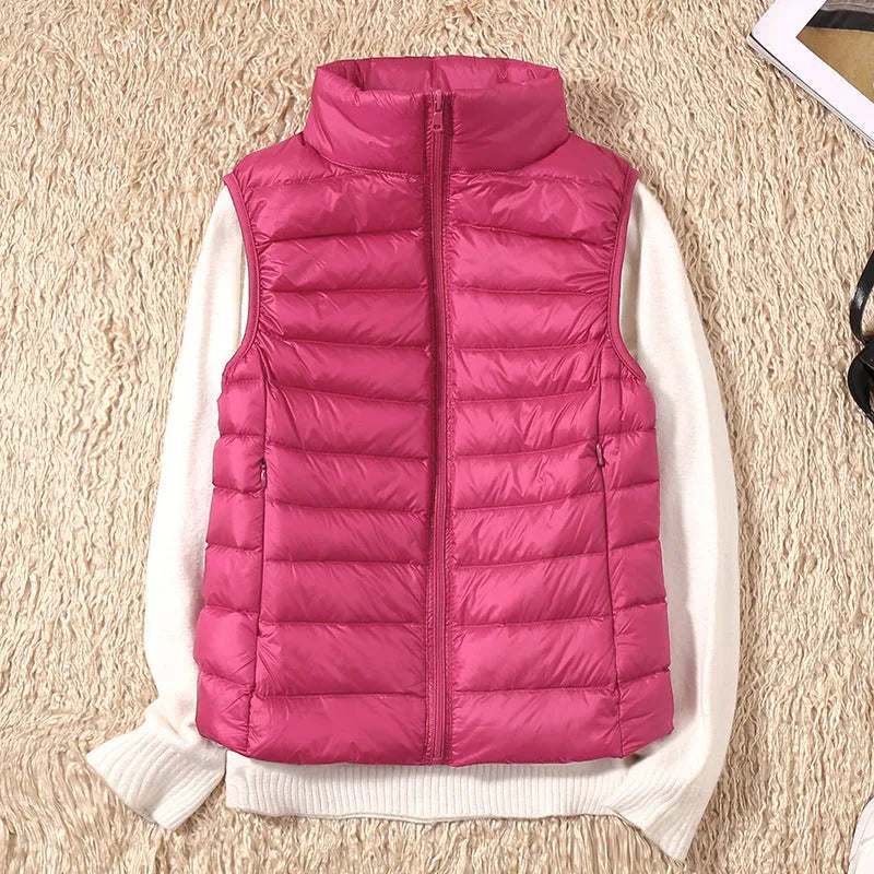 Women's Cropped Winter Vest with Zip Closure