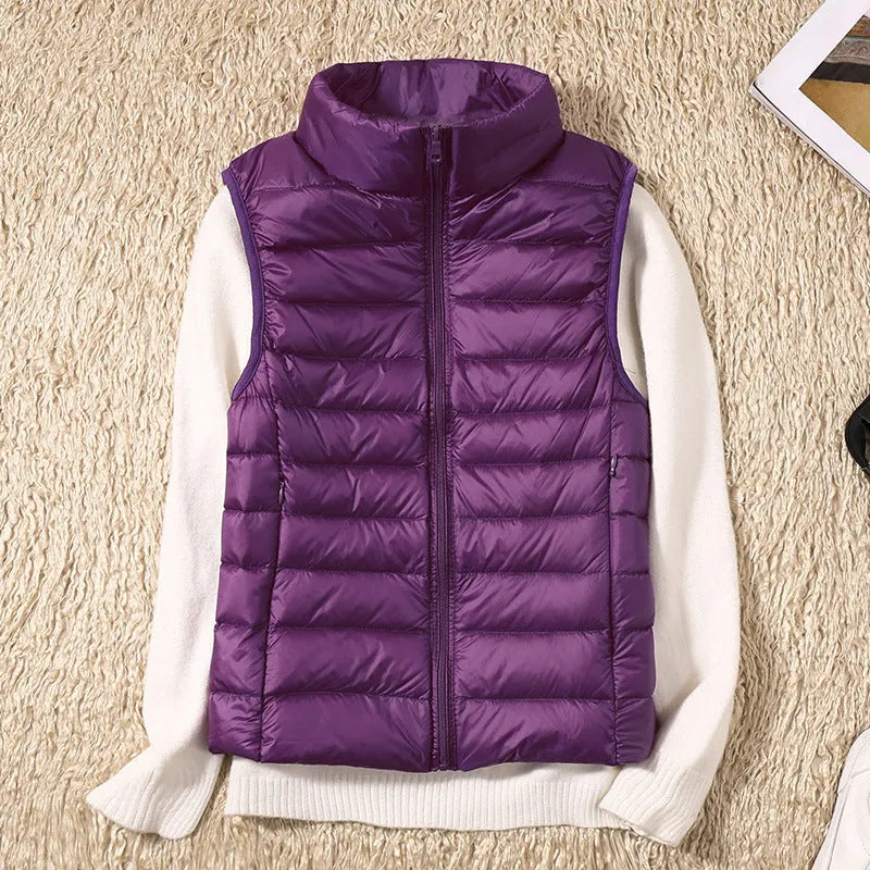 Women's Cropped Winter Vest with Zip Closure