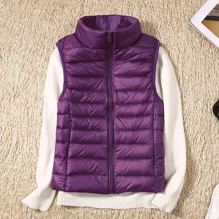 Women's Cropped Winter Vest with Zip Closure