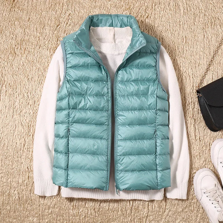 Women's Cropped Winter Vest with Zip Closure