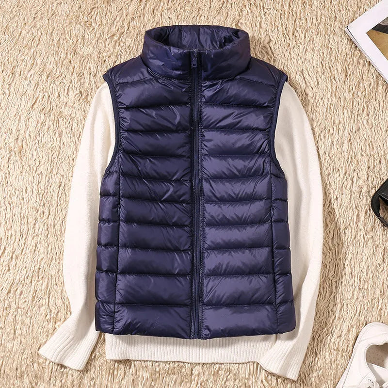 Women's Cropped Winter Vest with Zip Closure