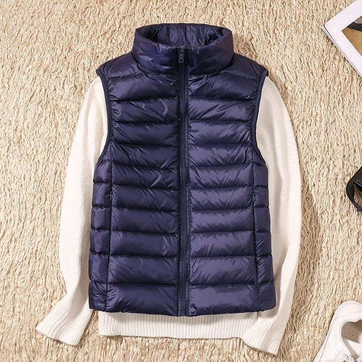 Women's Cropped Winter Vest with Zip Closure