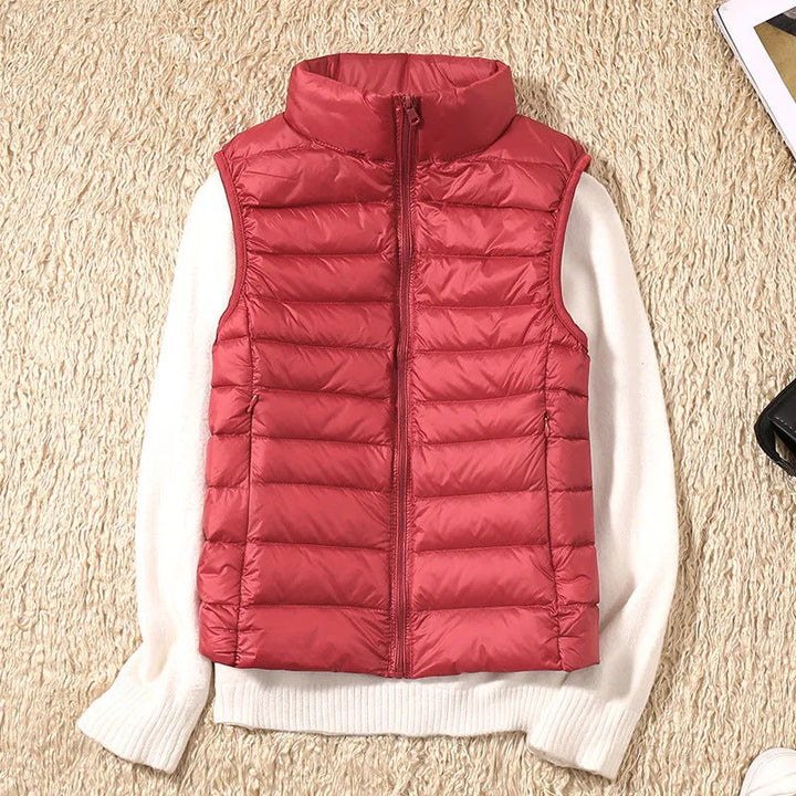Women's Cropped Winter Vest with Zip Closure