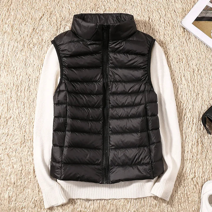 Women's Cropped Winter Vest with Zip Closure