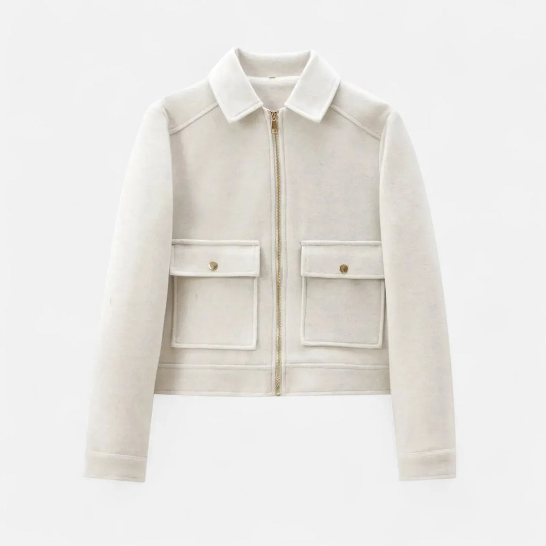 Women's Cropped  Zip-Up Jacket with Pocket
